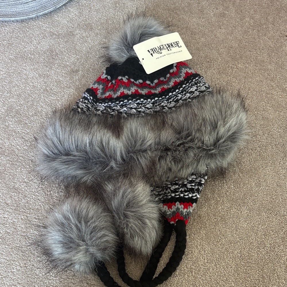 Winter Wonderland Kids Hat with Pom Poms